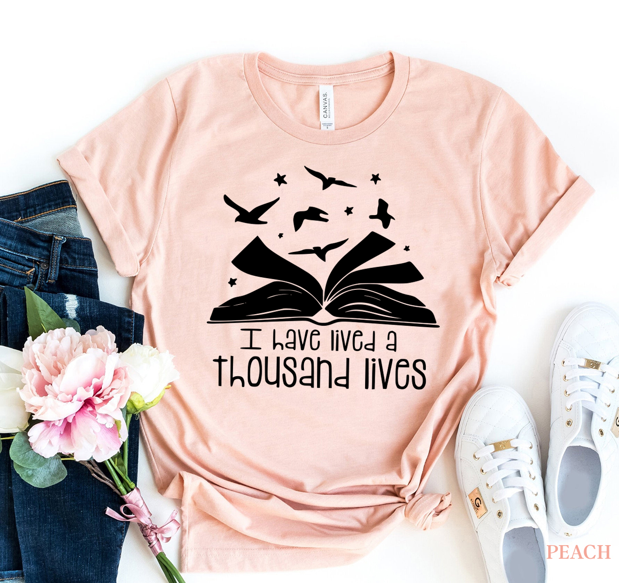 I Have Lived A Thousand Lives T-shirt made from premium ring spun cotton, featuring a vibrant flex print design.